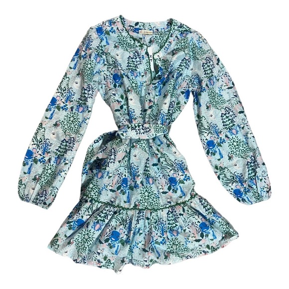 Roller Rabbit Winter Bari Philippa Dress Light Blue Winter Solstice Print S NEW - Picture 1 of 7